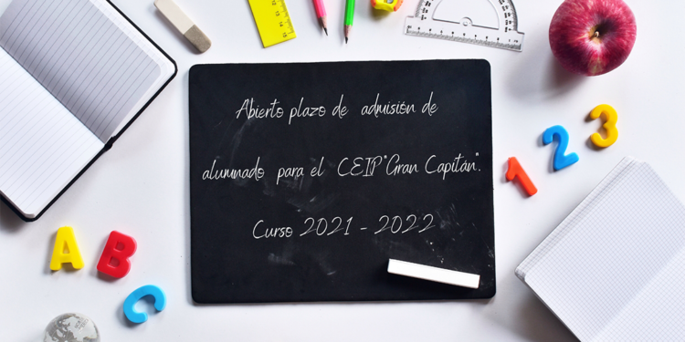 Abierto el plazo de admisión de alumnado para el CEIP “Gran Capitán”.